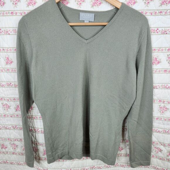 Pure Collection Cashmere Long Sleeve V Neck Sweater 8-10 - Picture 1 of 5